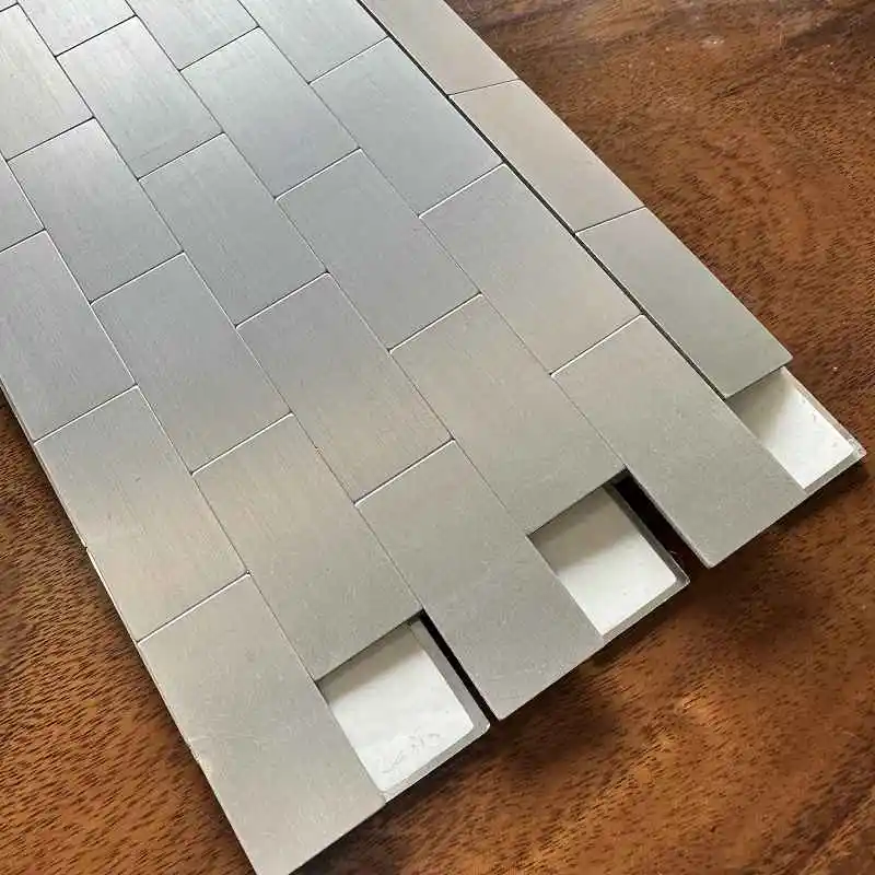 

4pcs/lot rectangle Mosaic Wall Tile Peel And Stick Self Adhesive Waterproof Aluminum composite Kitchen Bath Tile Backsplash 180