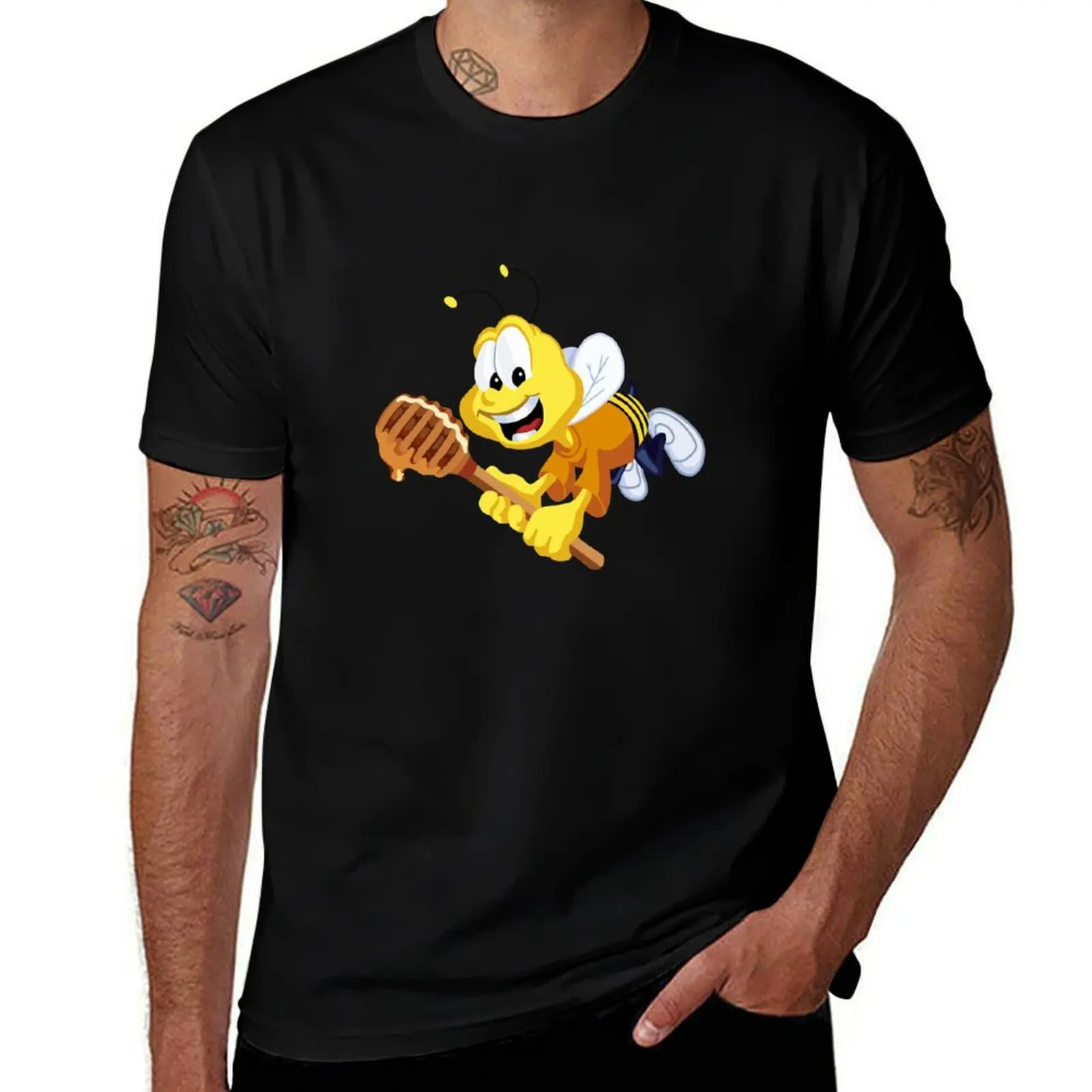 Honey Nut Cheerios Mascot Buzz the Bee Illustration T-Shirt Anti-Fade Casual Tee Shirt T-Shirt