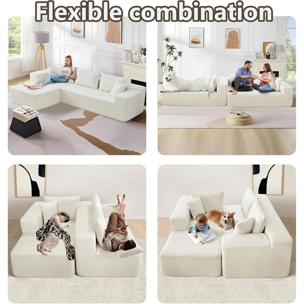 أريكة حديثة مقطعية على شكل حرف L مع صالة تشيس، أريكة زاوية مريحة من قماش امبسوول، منجدة للاسترخاء