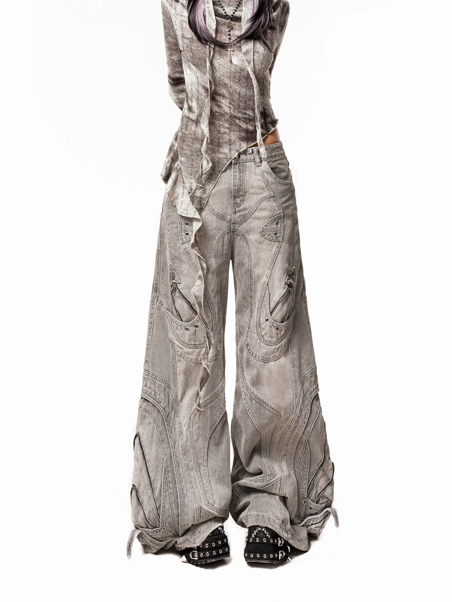 

Джинсы женские Street Sle с низкой посадкой, дистресстингом, широкими штанинами и эффектом «ножницы», сильной отделкой, зауженные снизу