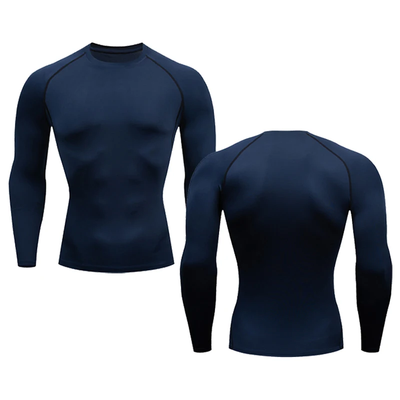 Compression Running T-shirt Mens Fitness Tight Long Sleeve Sport Shirts Training Jogging Tops Gym Sportswear Quick Dry Rashgard