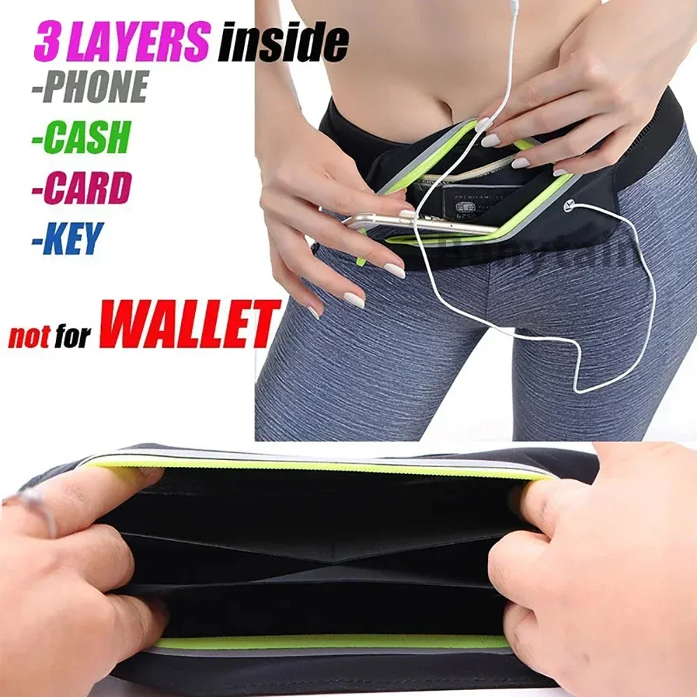 Women Waist Running Bag Sports 6.5inch Phone Men Belt Pack Ultra-Thin Waterproof Fanny Pack Cycling Gym Light Waist Pouch Bag