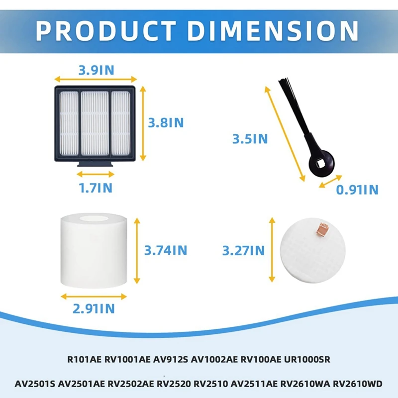 Accessoires de rechange de filtre, compatibles pour Shlavabo IQ, RGSM, AE, RV1001AE, RV100AE, AV912S, AV1002AE