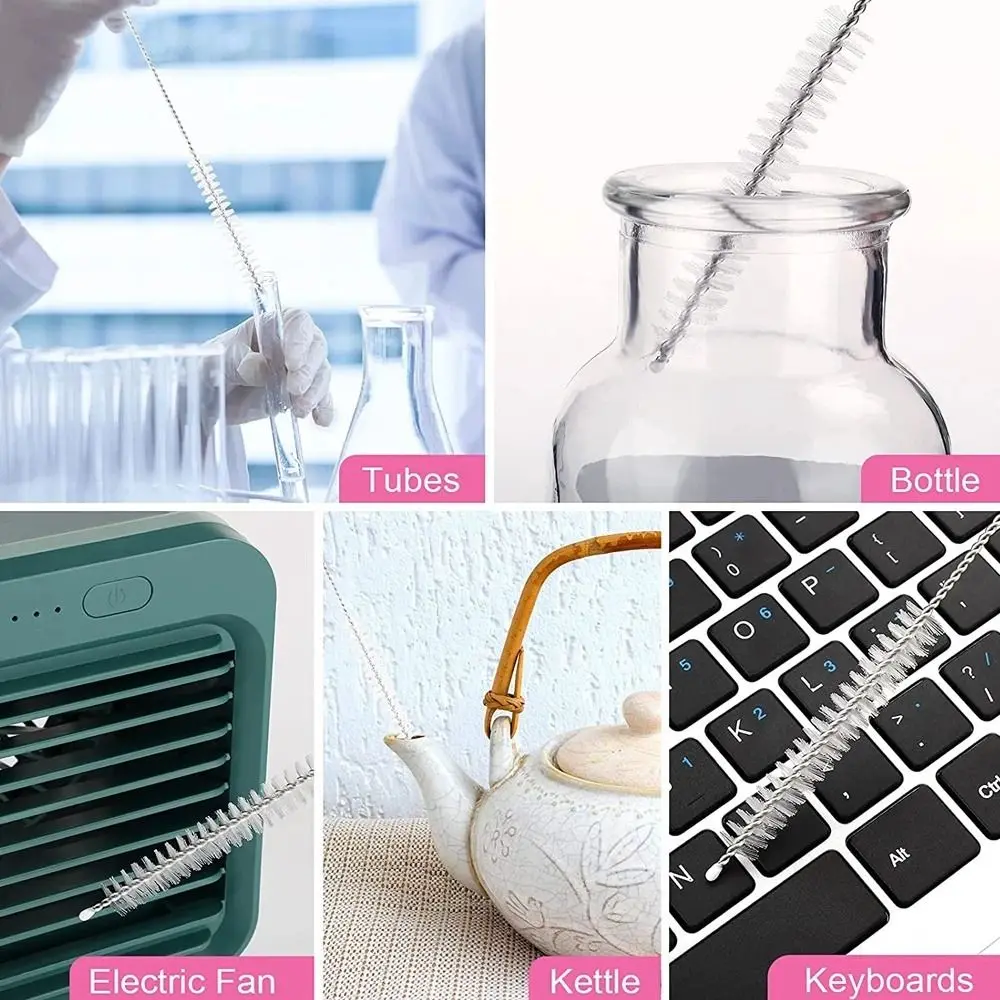 Reusable Stainless Steel Straw Cleaning Brush Household Silver White Drinking Straw Cleaner Tube Sanitary Brush Cleaning Tools