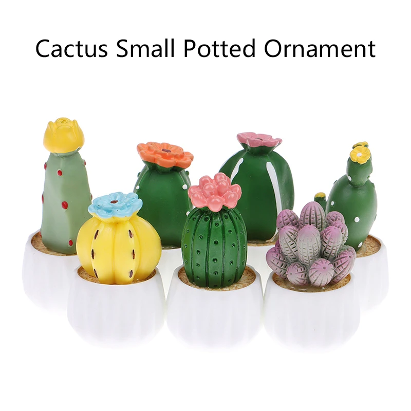 

Simulation Mini Cactus Car Ornament Home Office Desktop Succulent Resin Decorative Crafts Home Decor