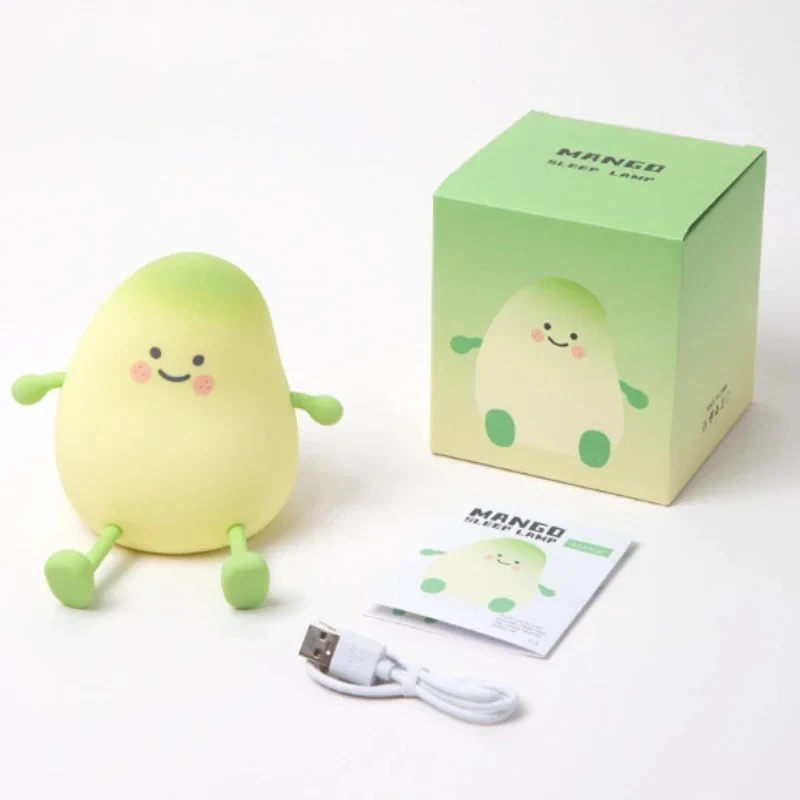 Little Green Mango Pat Light Cute Night Light Dimming Touch USB Rechargeable Bedroom Bedside Decor Lighting Unique Funny Gifts