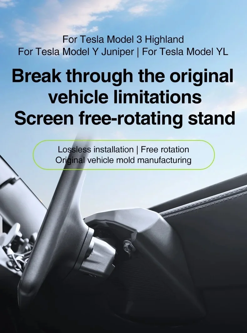 Neu Für Tesla Model Juniper Model 3 Highland Modell Y L 2025 Schwenk Halter Halterung Tilt Bildschirm Rotierenden Halterung Kit Auto Zubehör – Detail 2