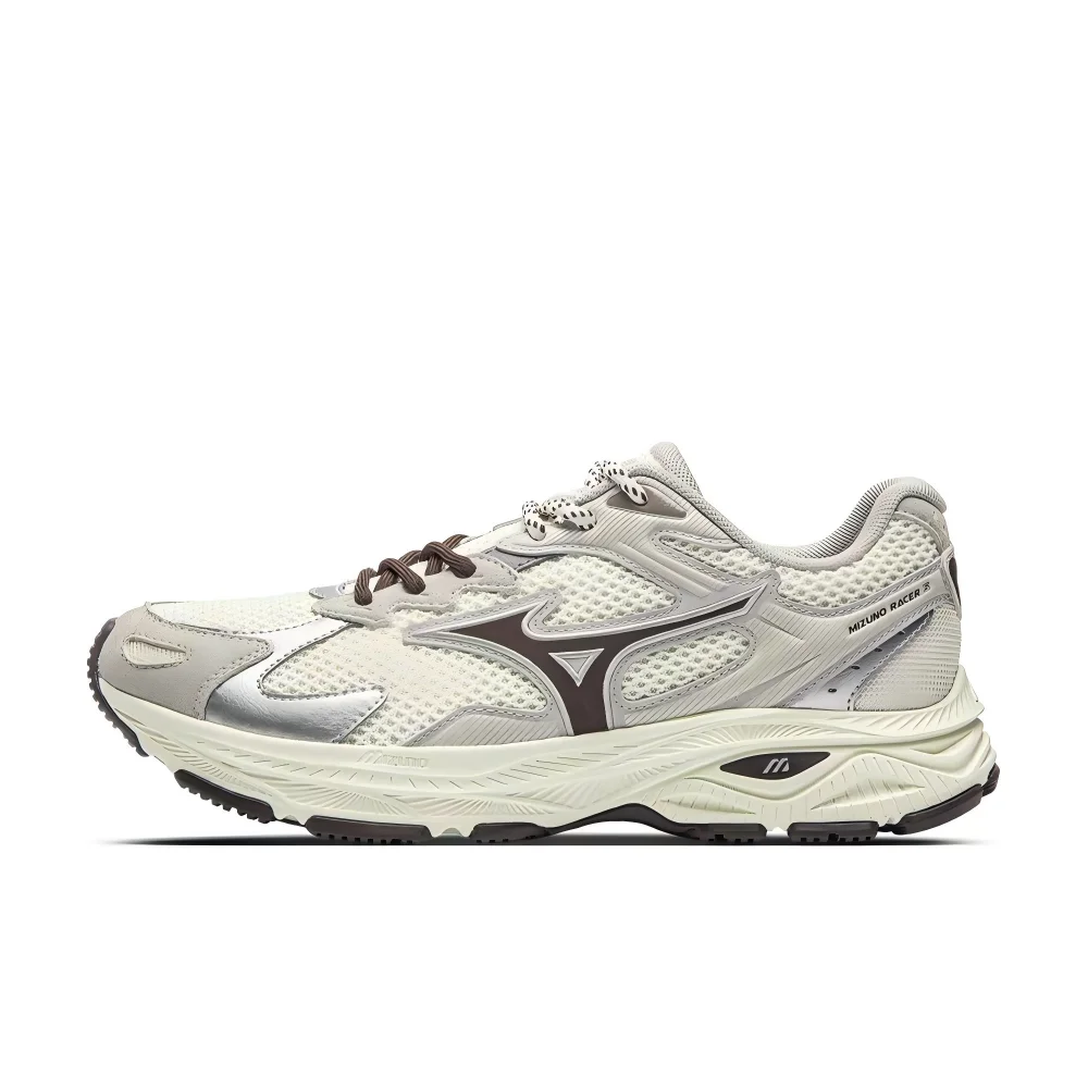 Mizuno Racer S Unisex Low-Top Casual Running Shoes – Off-White, Stylish Retro Look, Durable, Breathable & Comfortable D1GH253510