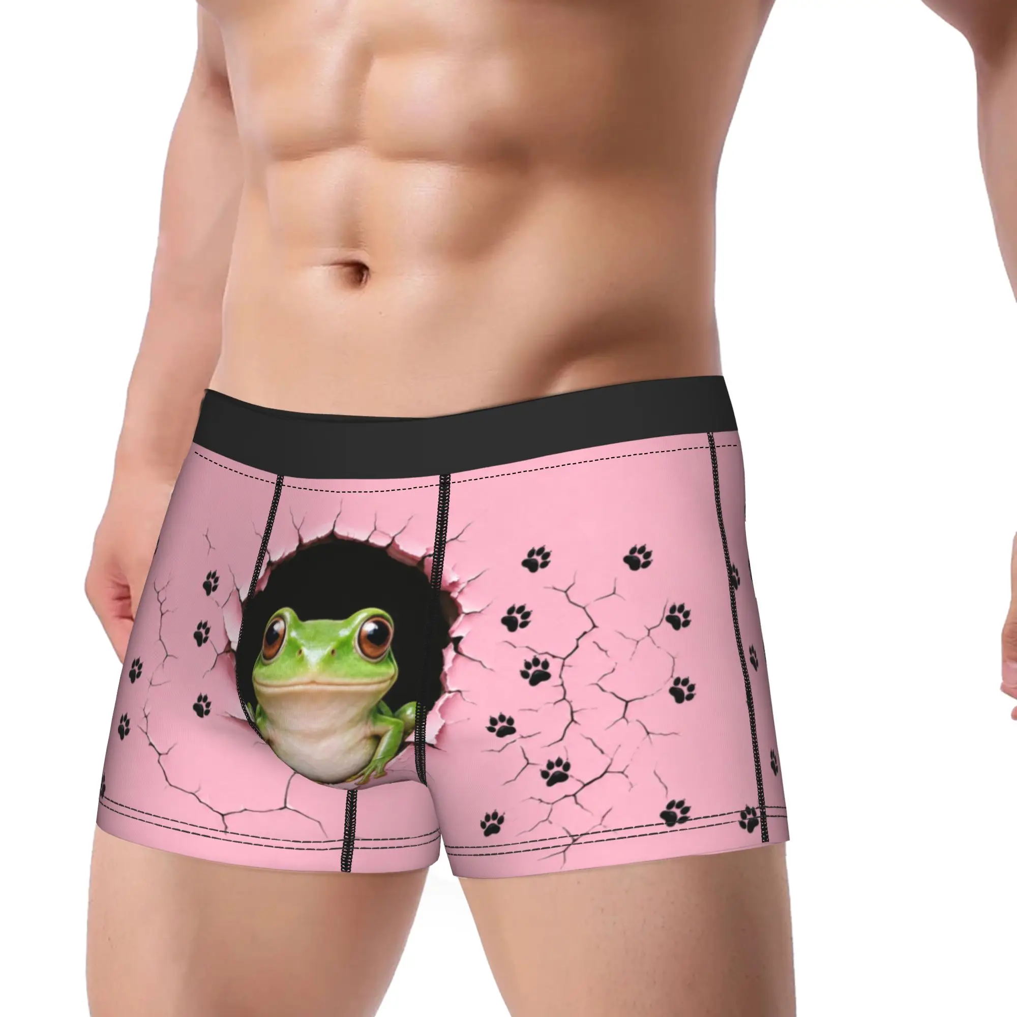 Frog Cute Frog Animal Paw Prints Pink Frog Boxers Gag Gift For Men Humor Underwear Boxer Briefs
