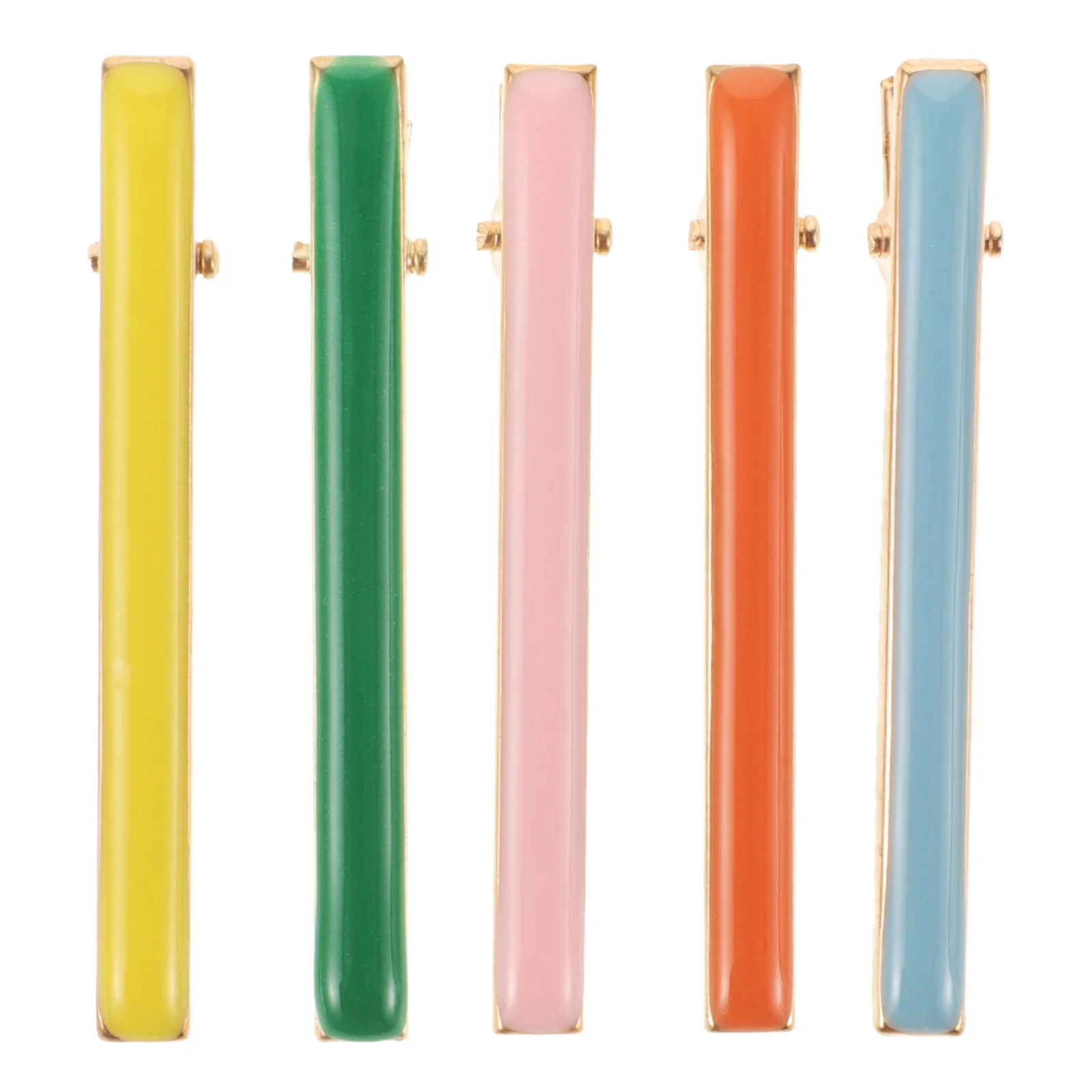 5pcs Simple Colored Hair Clip Alloy Hairpins Barrettes Hair Jewelry for Women Girls (Pink + orange + green + yellow + blue)