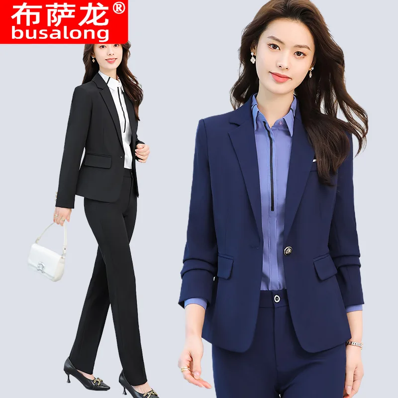 Black Blazer Women Spring Autumn Professional Elegant Business Interview Formal Suit White-collar Manager Workwear