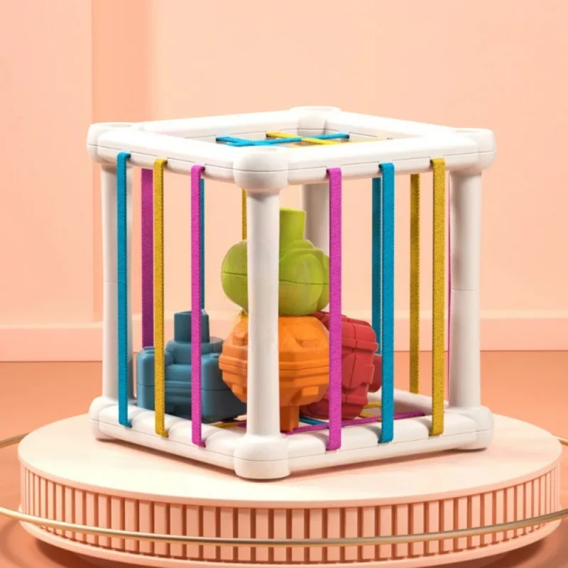 Actividad sensorial, cubo con forma de apilamiento, habilidad motora fina, juego de entrenamiento de dedos, juguetes educativos para edades tempranas, juguete para regalo para bebé