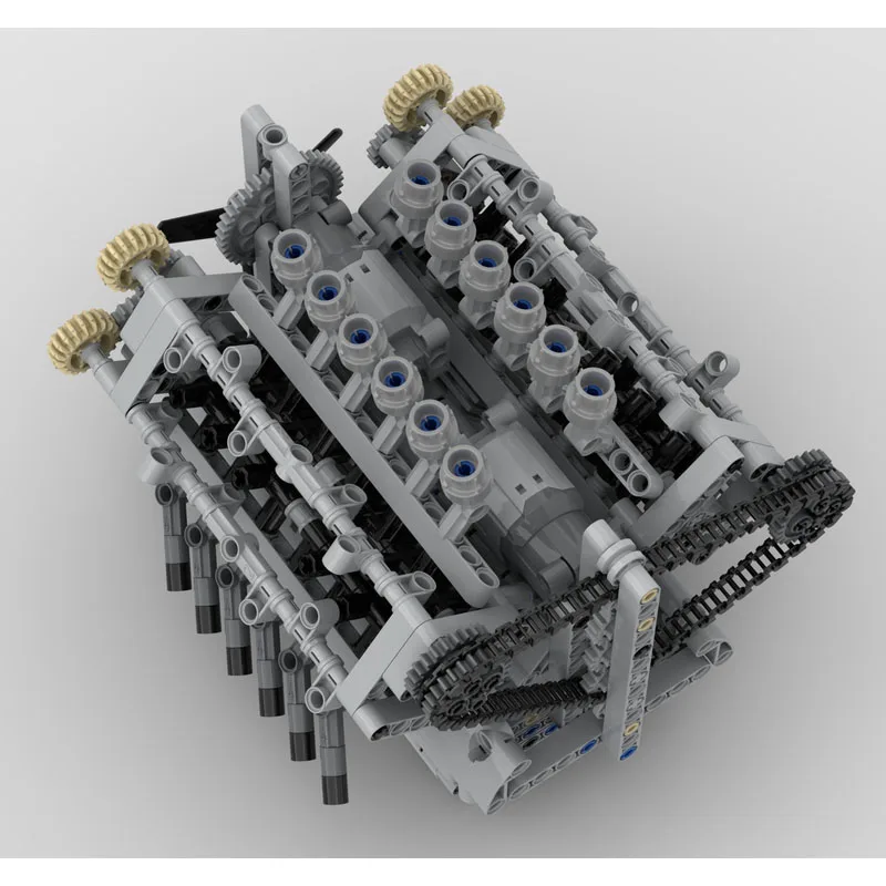 محرك V12 مع نموذج كتلة تجميع ، بناء ، لغز تعليمي ، لعبة عيد ميلاد ، هدية للأطفال