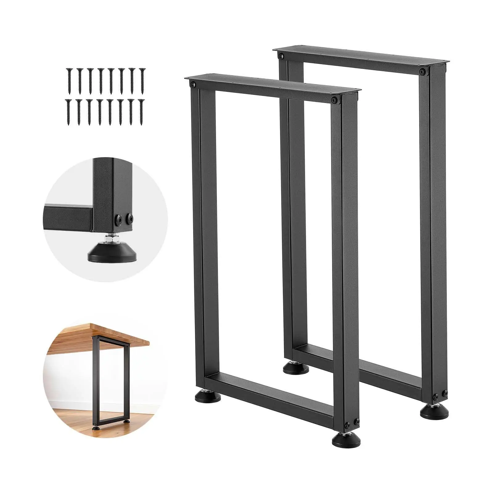 

Table Legs, 29.1" H x 17.7" W Square Steel Furniture Legs, Modular Design, Easy Assembly, 2204 lbs Max Load Heavy Duty, for Home Office Desk, Workbenches, Dinner Bar Tables, Set of 2, Black