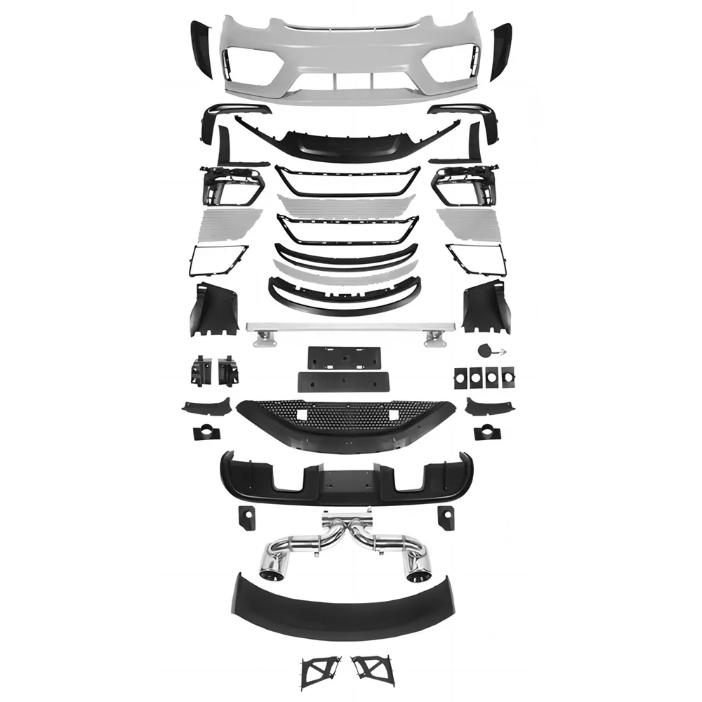

Full Body Kit For Porsche Cayman Boxster 718 17-23 Upgrade to GT4 Style Front Bumper Rear Lip Diffuser Muffler Tip SPoiler