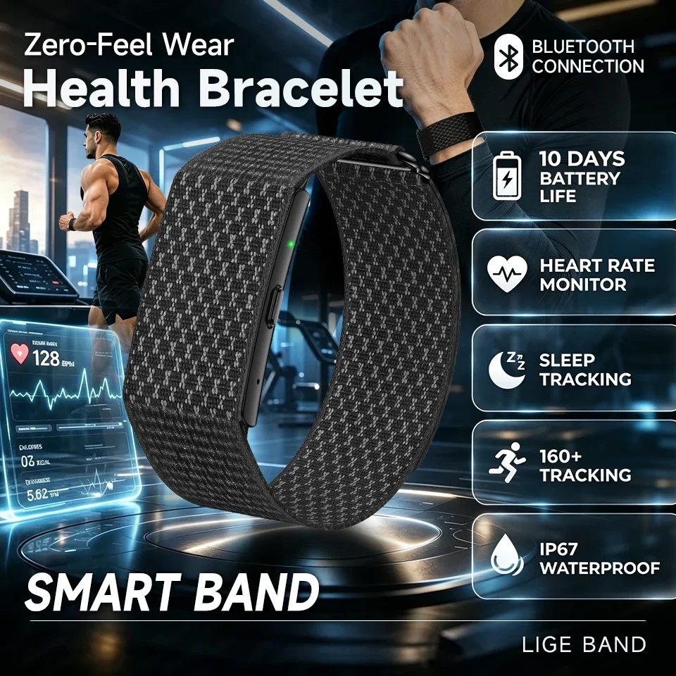 One-Click Recording No Screen Smart Watch AI Meeting Transcription Heart Rate Blood Pressure Blood Oxygen Sleep Monitor Bracelet