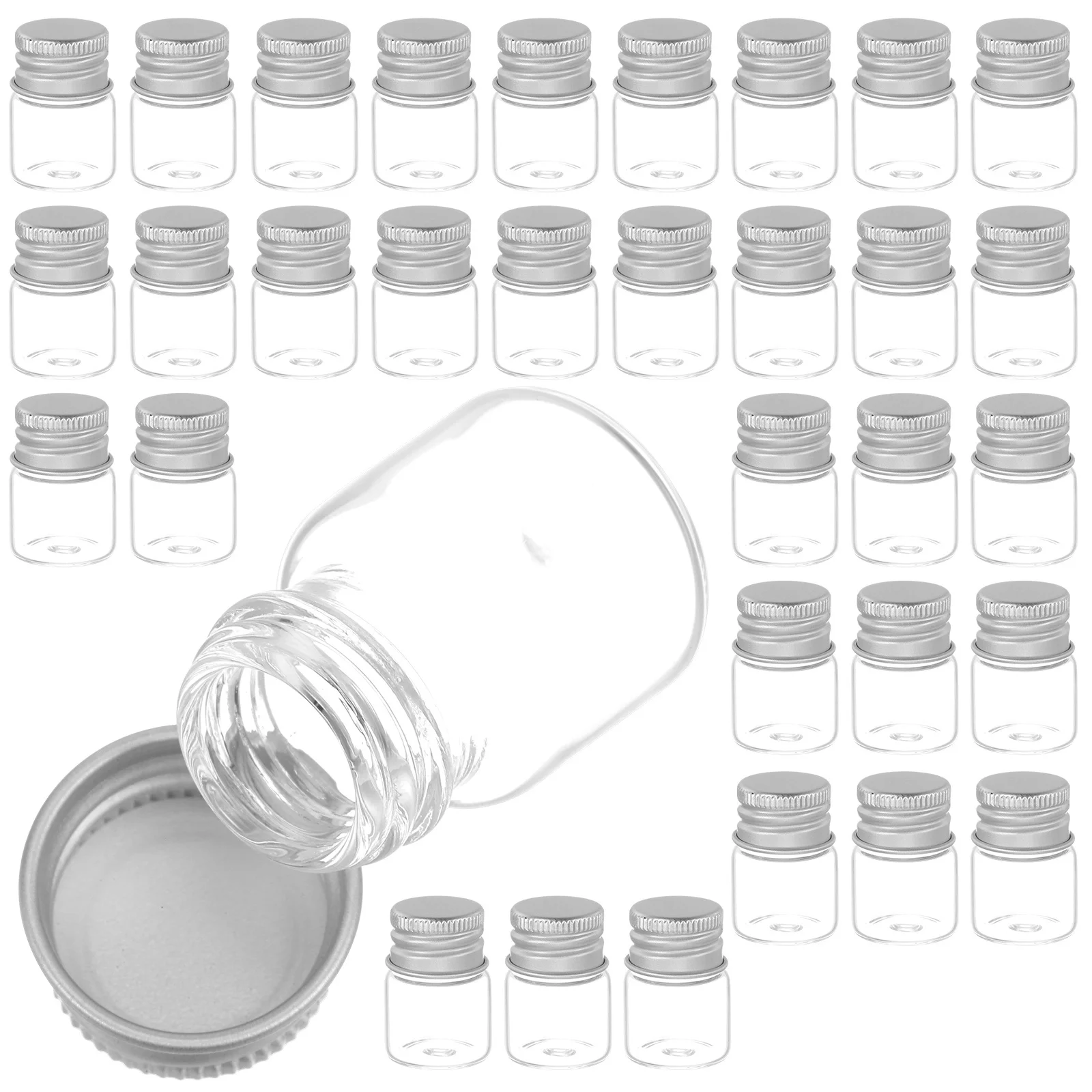 

48 Pcs Glass Travel Perfume Bottle Clear Vials Container Empty Bottles Sensory Jars with Lids
