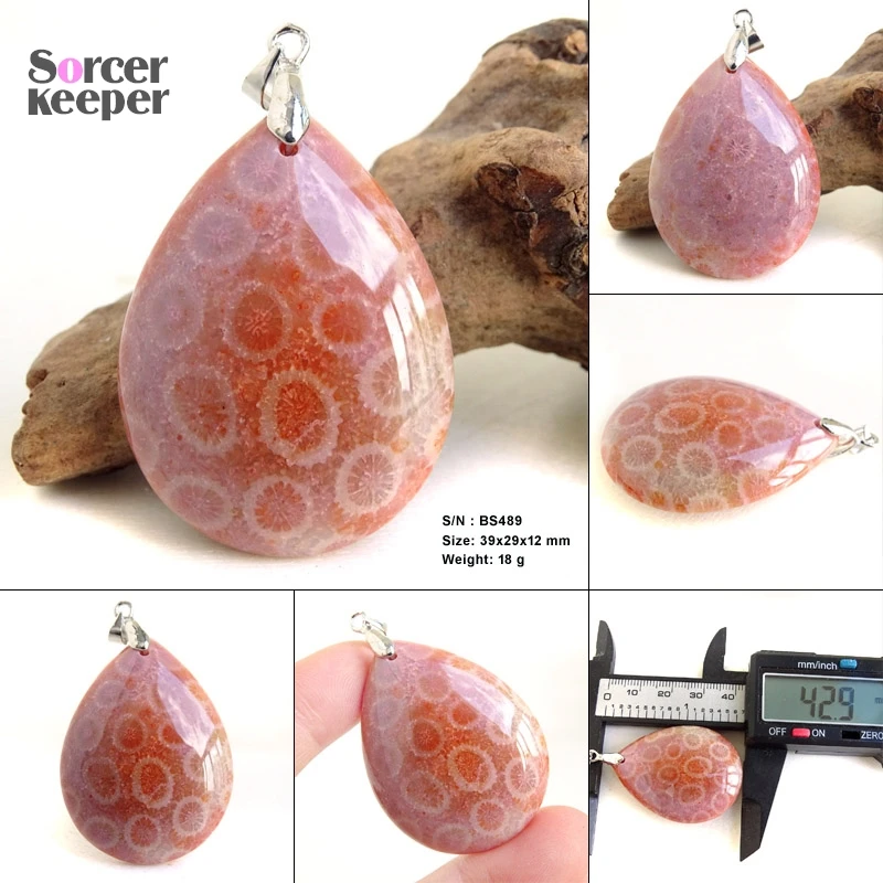 1 قطعة المعلقات حجر الأقحوان الطبيعي قطرة الشكل كل يرجى من الأحجار الكريمة المرجانية العصرية لصنع القلادة الملحقات BP002