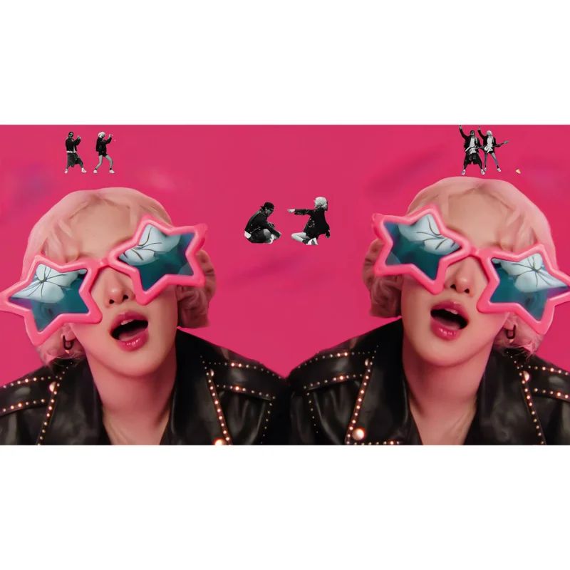 ROSÉ 《APT.》MV نظارات زخرفية عصرية كبيرة الحجم على شكل نجمة، مادة بلاستيكية متينة، نظارات مضحكة للعطلات #1