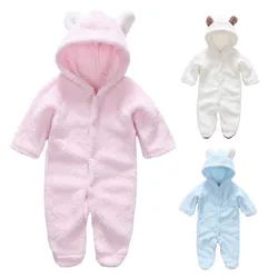 Newborn Baby Hooded Rompers Clothes Winter Infant Birth Costume Bear Jumpsuit Girl Boys Long Sleeve Kids Bodysuit