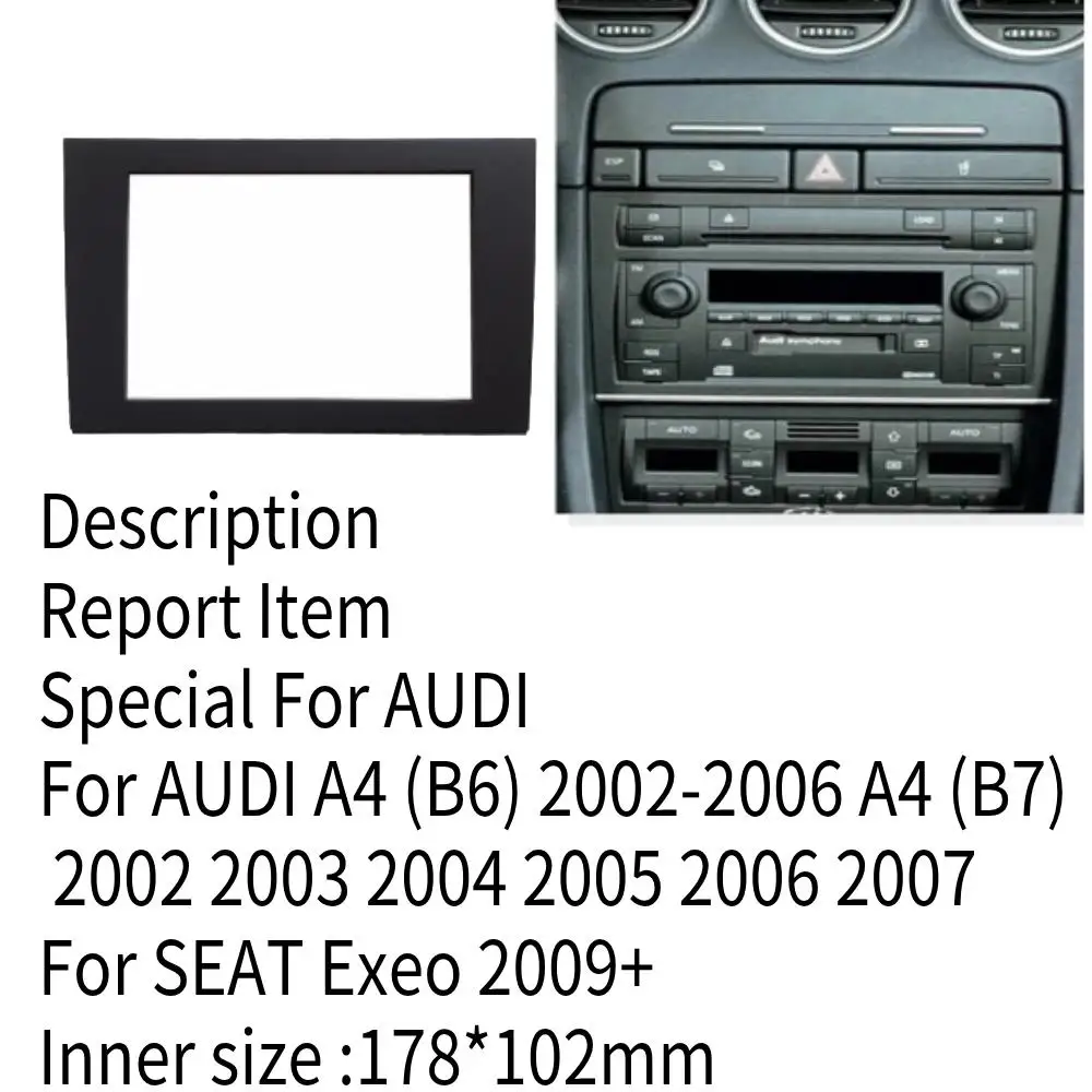 Double Din Car Radio Fascia for AUDI A4(B6)2002-2006 A4 (B7)2002-2007/SEAT Exeo 2009+Stereo Panel Dash CD Trim Installation Kit