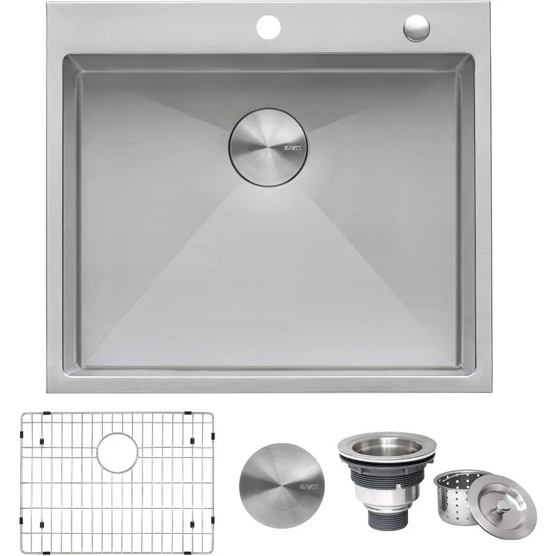 Ruvati 25-inch Drop-in Tight Radius Topmount 16 Gauge Stainless Steel Kitchen Sink Single Bowl - RVH8007