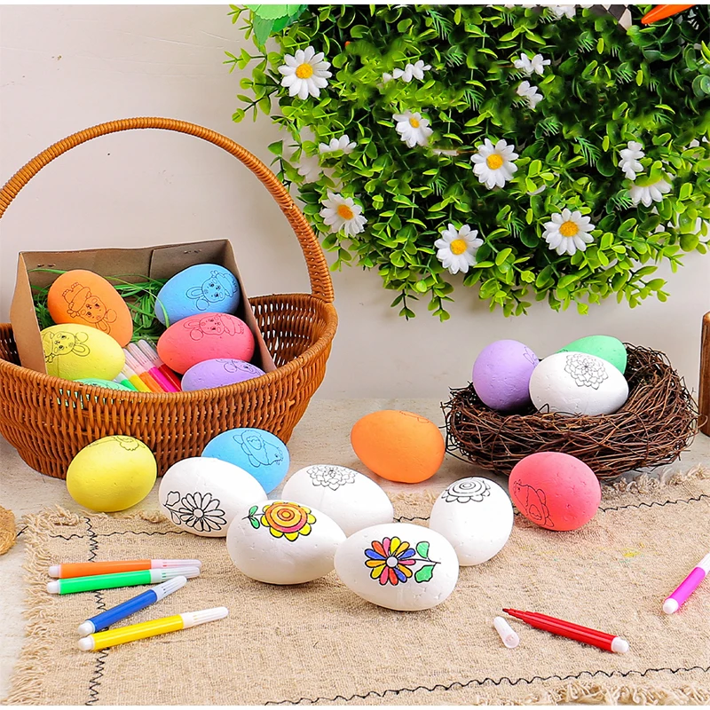 Easter Egg DIY Children's Hand Drawn Rabbit Crafts Projects Home Decoration Egg Ornament Kit Festival Gift Party Supplies Toys