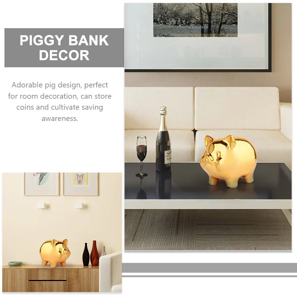 Ceramic Piggy Bank Cute Adorable Pig Shaped Money Saving Box for Home Desktop Bookshelf Decor Birthday Gift Portable Coin Bank