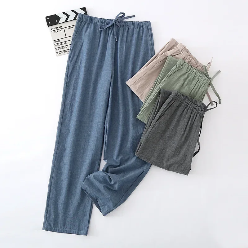 

New Men's Fall Pajama Pants Men Loose Comfortable Breathable Washed Cotton Home Pants Teenagers Simple Loose Casual Pants Men