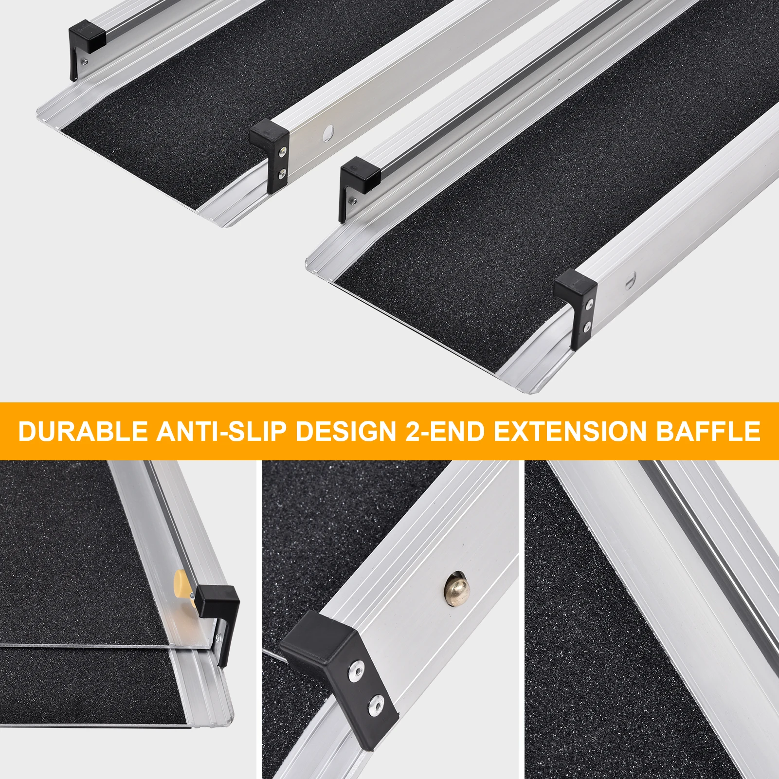 2 قطعة منحدرات الكراسي المتحركة للمداخل، منحدر محمول مضاد للانزلاق من الألومنيوم للمعاقين، سعة وزن تصل إلى 661 رطل للخطوات والسلالم #2