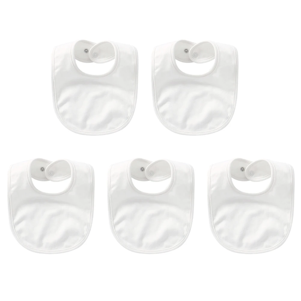 

5pcs Newborn Baby Bibs Cotton Saliva Towels Pure White Color Double Layer Handkerchief Drool Bibs Infants Teething