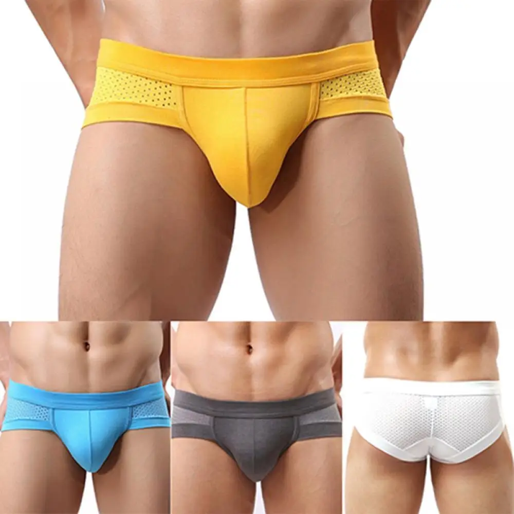 Men\'s panties Sexy Mesh Modal Triangle Underwear Breathable Solid Briefs Underpants ropa interior hombre трусы мужские