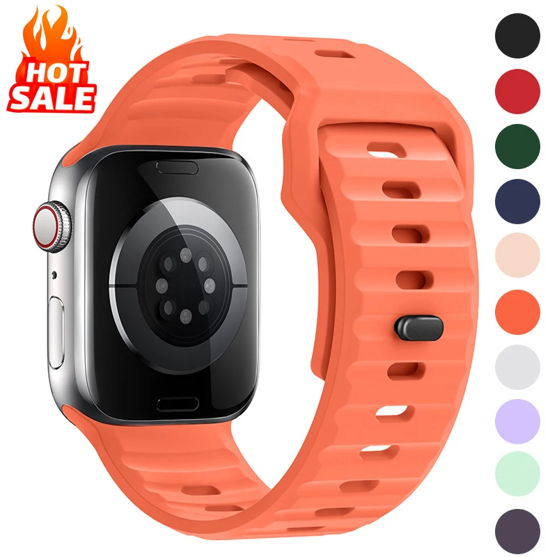 

Silicone Strap For Apple Watch Band 45mm 44mm 49mm 40mm 41mm 42mm 46mm Sport Correa Bracelet iWatch Series Ultra 2 10 9 SE 8 7 6