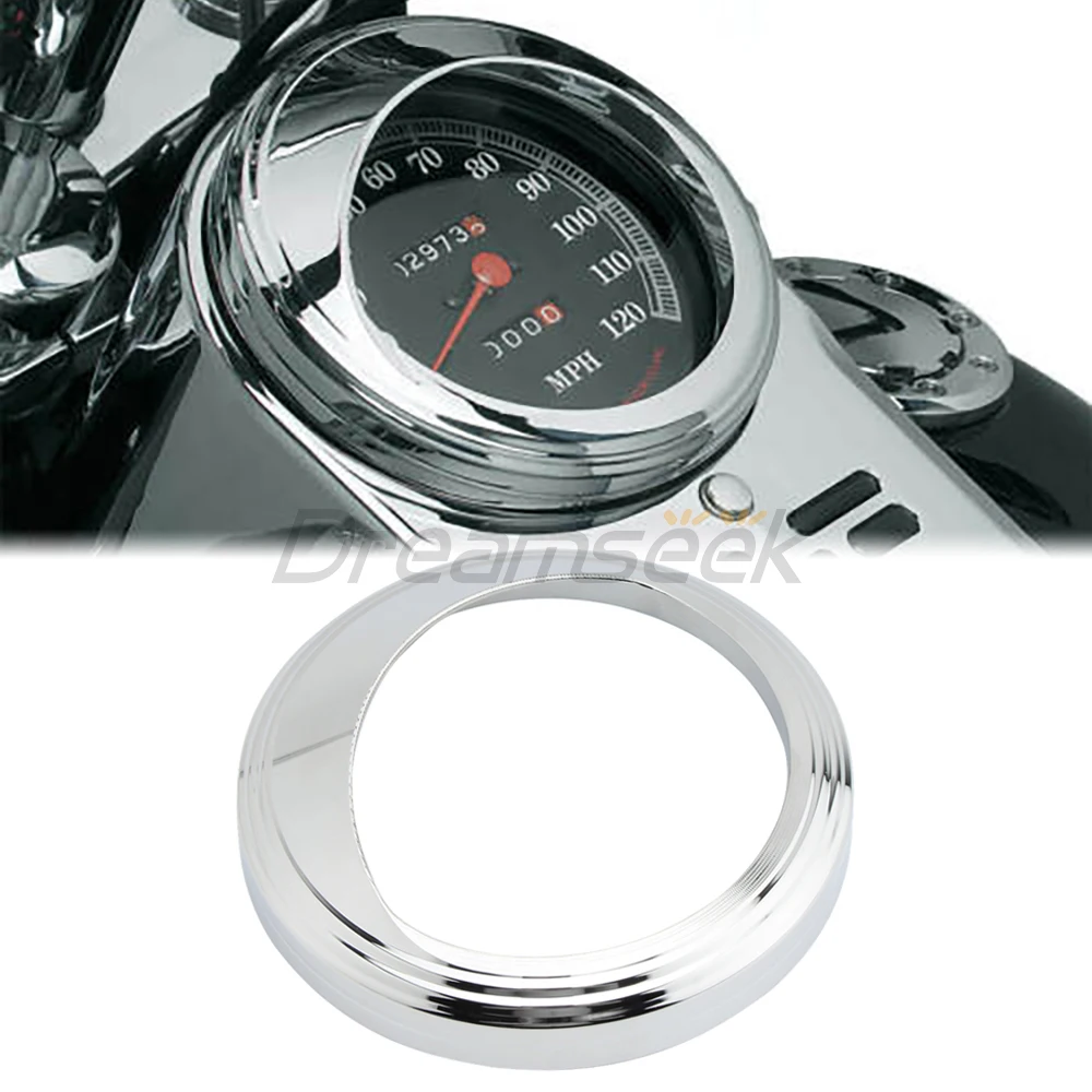 5'' Inch Motorcycle Speedometer Trim Ring Gauge Bezel Cover Visor for Harley Dyna Wide Glide Softail Fat Boy Chrome Aluminum