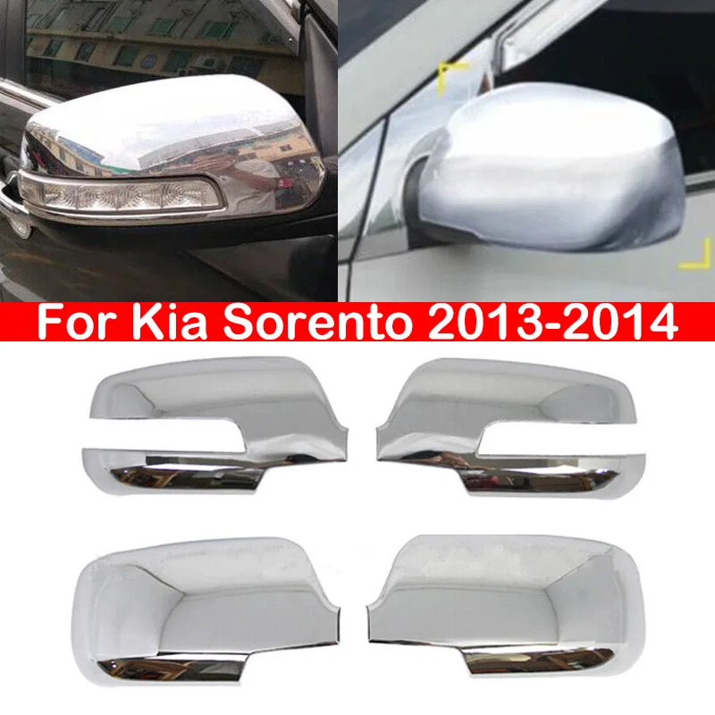 

For Kia Sorento 2013-2014 Car Rearview Side Mirror Cover Wing Cap Exterior Door Sticker Frame Case Trim Housing Silver Chrome
