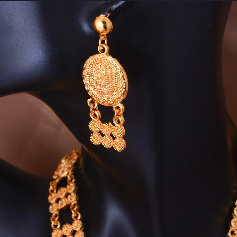 

Christmas Gift African Gold Color jewelry set for women girls 24K Plated Ethiopian Jewelry for Women Bride Wedding Gift
