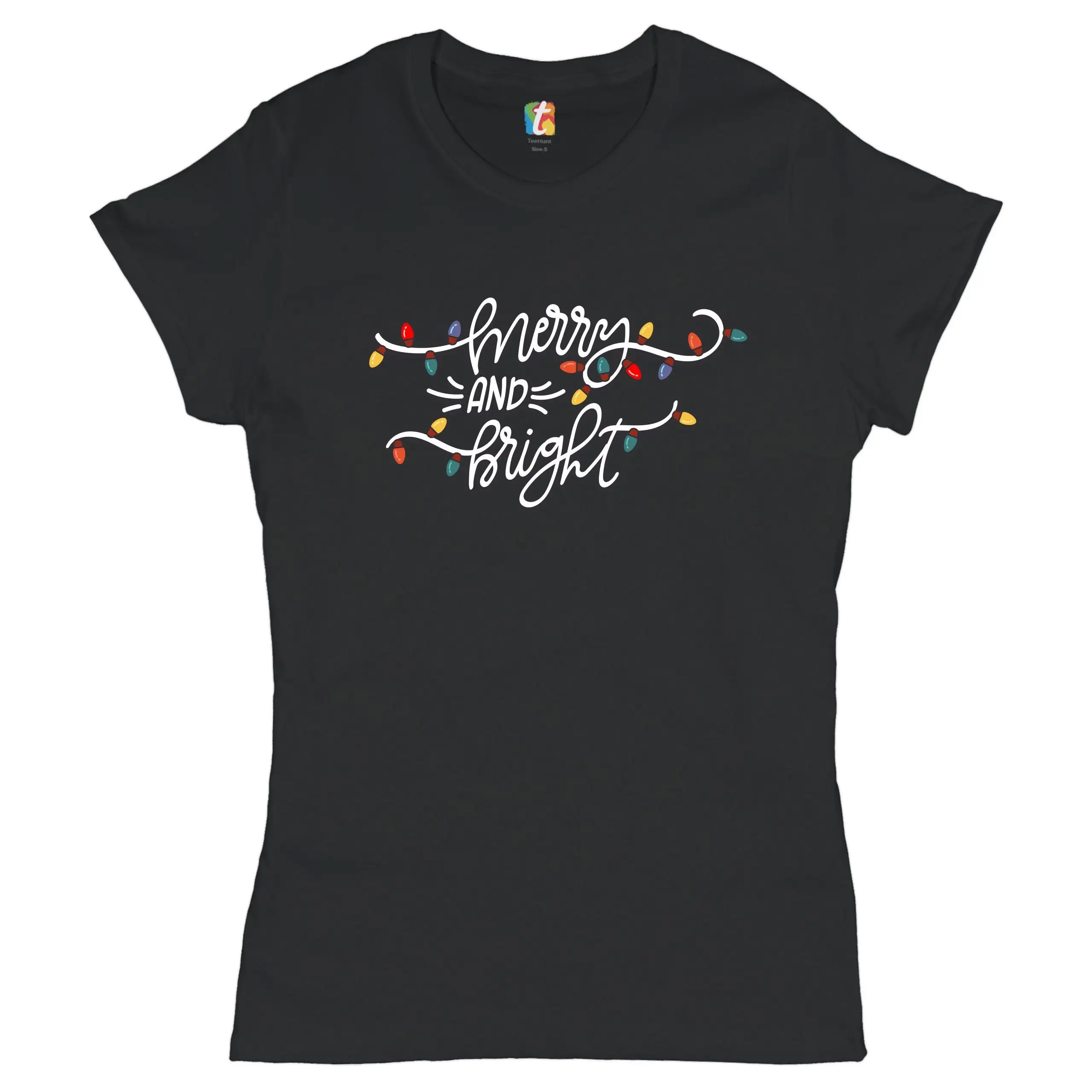 Merry and Bright T Shirt Christmas Eve Holiday Spirit Festive Women's