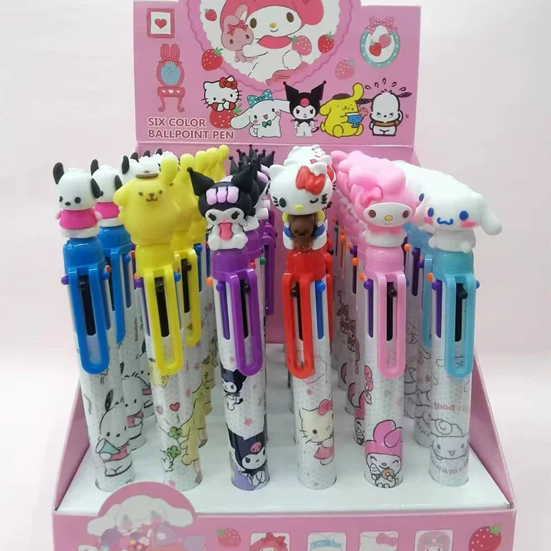 6 Color Sanrio mymelody Kuromi Cinnamoroll Pochacco Kawaii Ballpoint Pen New Cartoon Gel Pen Student Stationery Birthday gift