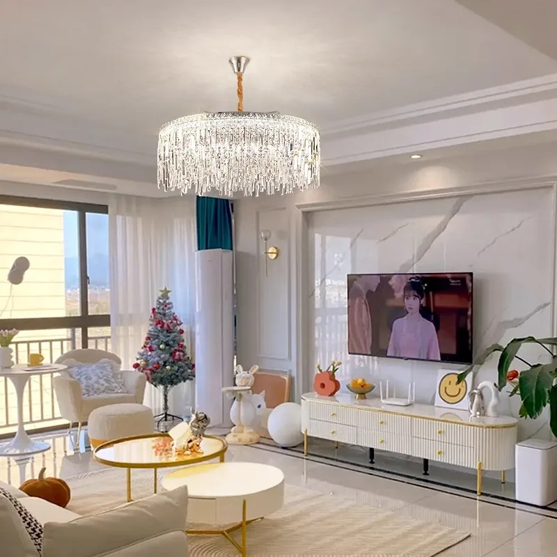 

New Nordic Luxury Golden Starry Sky Crystal Chandelier LED Pendant Lights Villa Attic Livingroom Bedroom Indoor Lighting Fixture