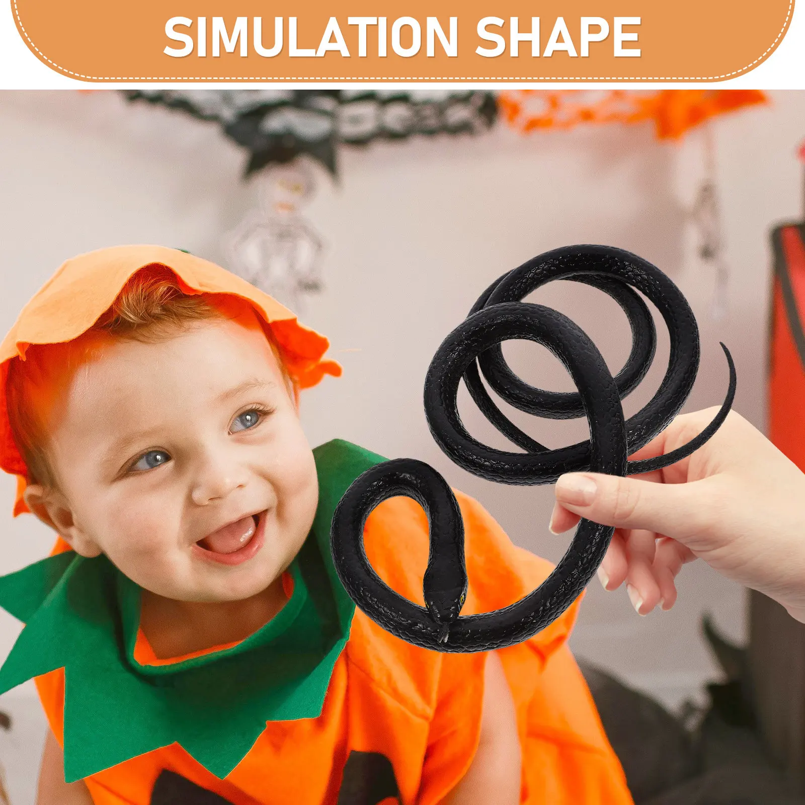 Simulation Snake Realistic Prank Halloween Decoration Lifelike Prop for Party Home Simulation Snake Animal Figurines