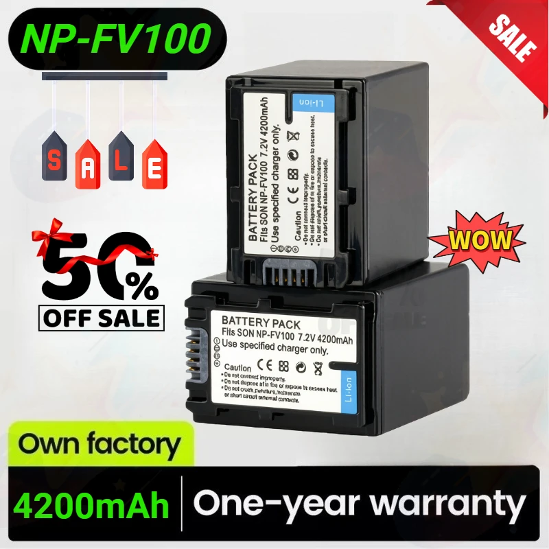 NP-FV100 NPFV100 NP FV100 4200mAh Rechargeable Battery for Sony NP FV30 FV50 FV70 FV60 PXW Z90 X70 NEX-VG30E HXR NX80 NX70 MC80
