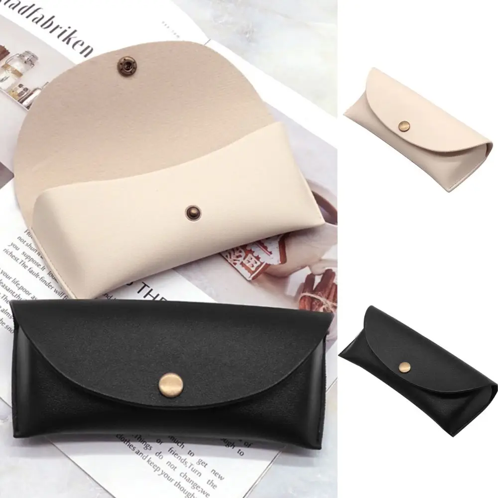 Hot Sale Leather Eyewear Box Durable Leather Glasses Case Solid Color Pouch Bag Easy To Carry Simplicity All-match Storage Cases