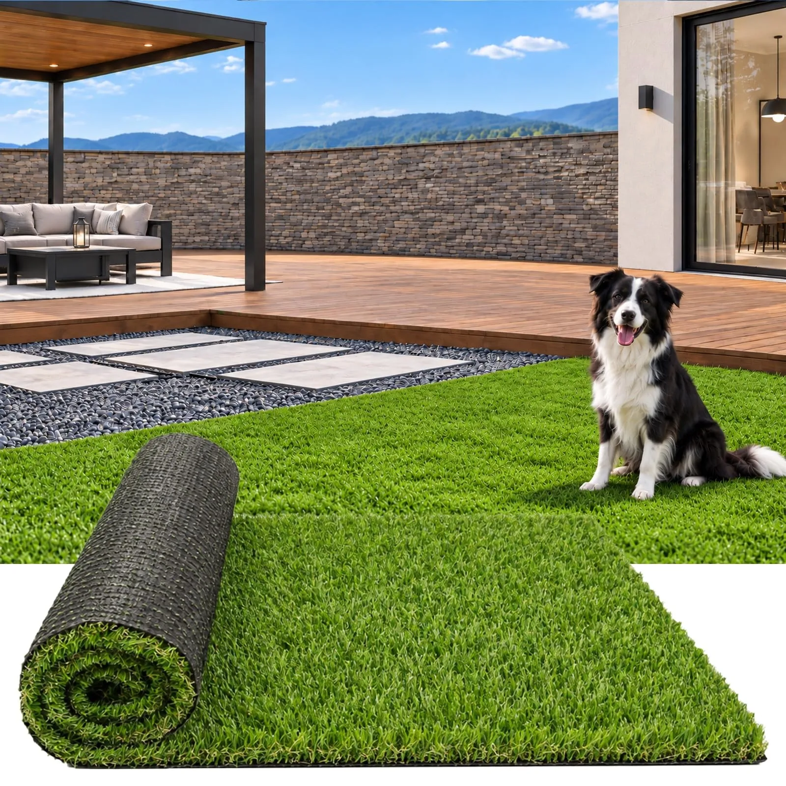 Artificial Turf Grass 3 X 24 ft, Fake Grass with Drainage