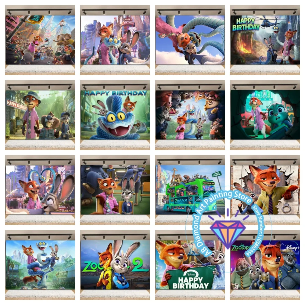 

Zootopia2 Judy Nick AB Diamond Painting Kit Square Round Diamond 5D DIY Mosaic Handmade Art Birthday Unique Gift Home Decor