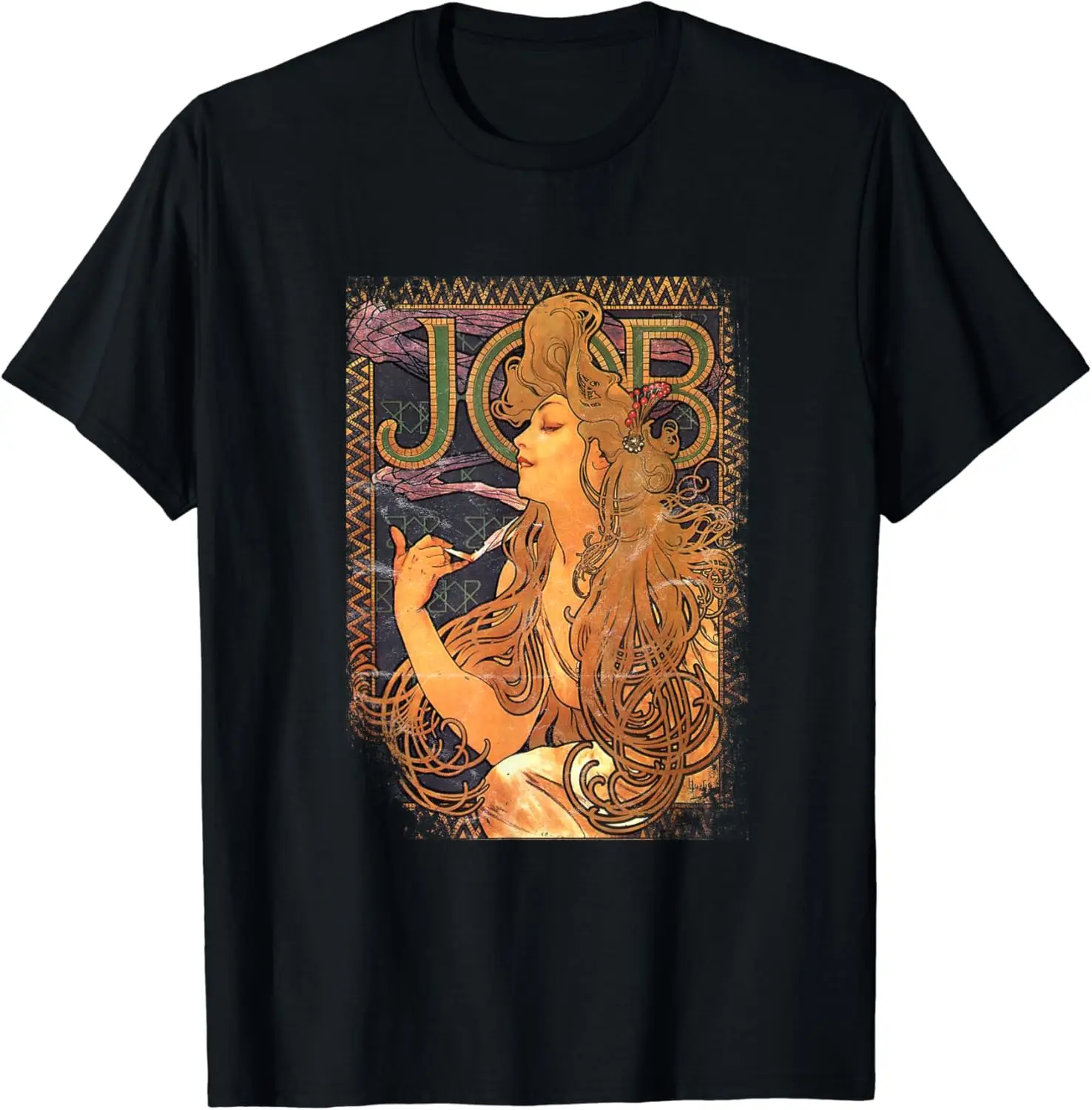 Vintage Art Nouveau Alphonse Mucha JOB Woman Illustration T-Shirt