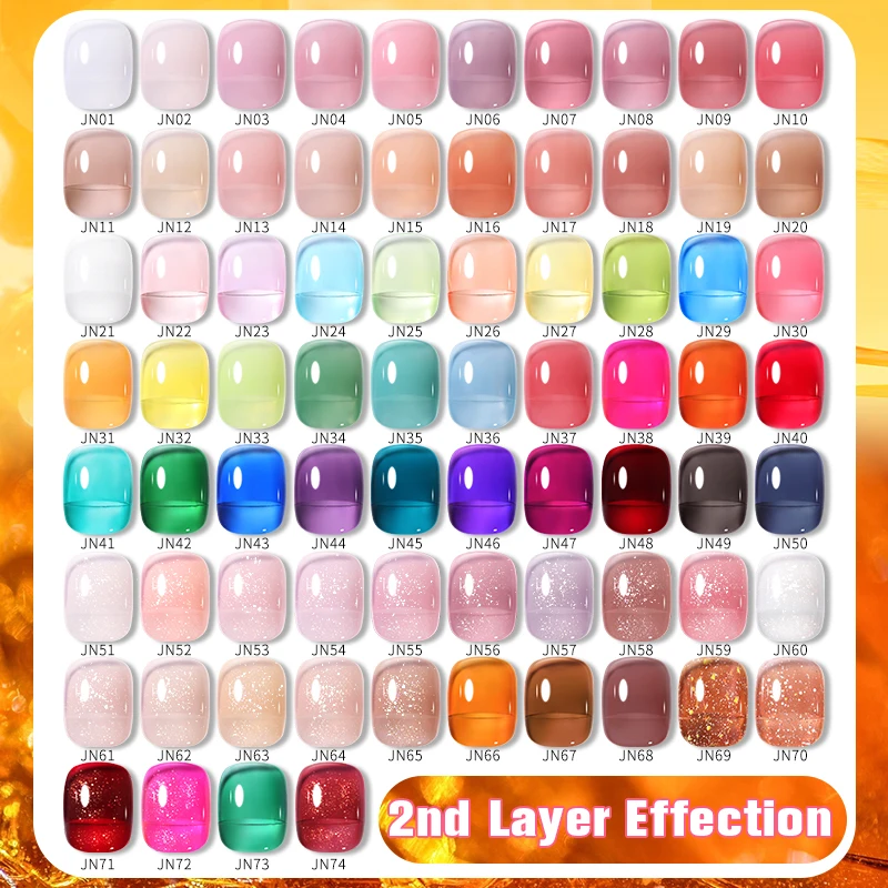 BORN PRETTY Amber Gold Glitter Jelly Gel Nail Polish 10ml Milky Transparent Clear Brown Crystal Nude Gel Polish for Fall Winter