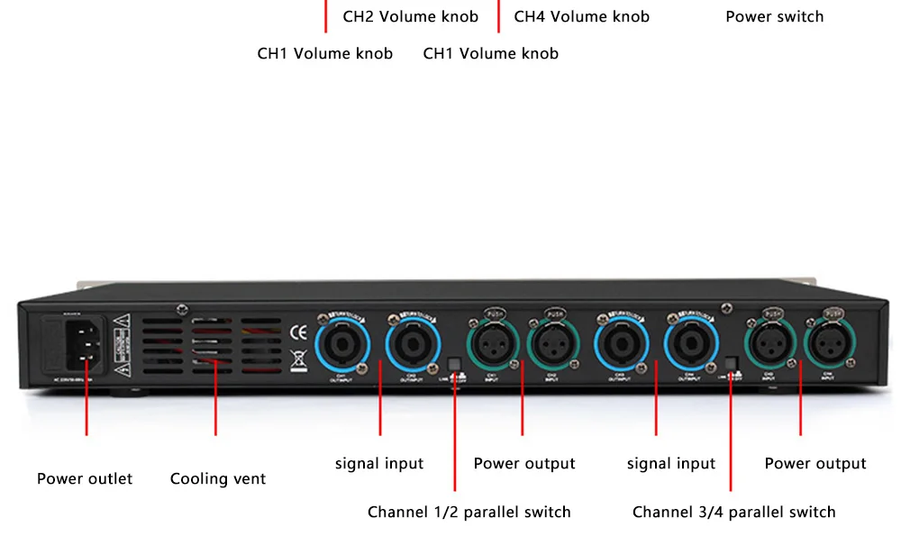 Professional เครื่องขยายเสียงสำหรับซับวูฟเฟอร์โฮมเธียเตอร์ห้องประชุมคาราโอเกะ Hi-Fi ดิจิตอล Class D เครื่องขยายเสียง