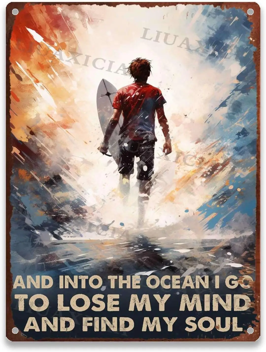 Funky Tin Sign And Into The Ocean I Go To Lose My Mind And Find My Soul For Home Bar Room Diner Garage Kitchen 12.00