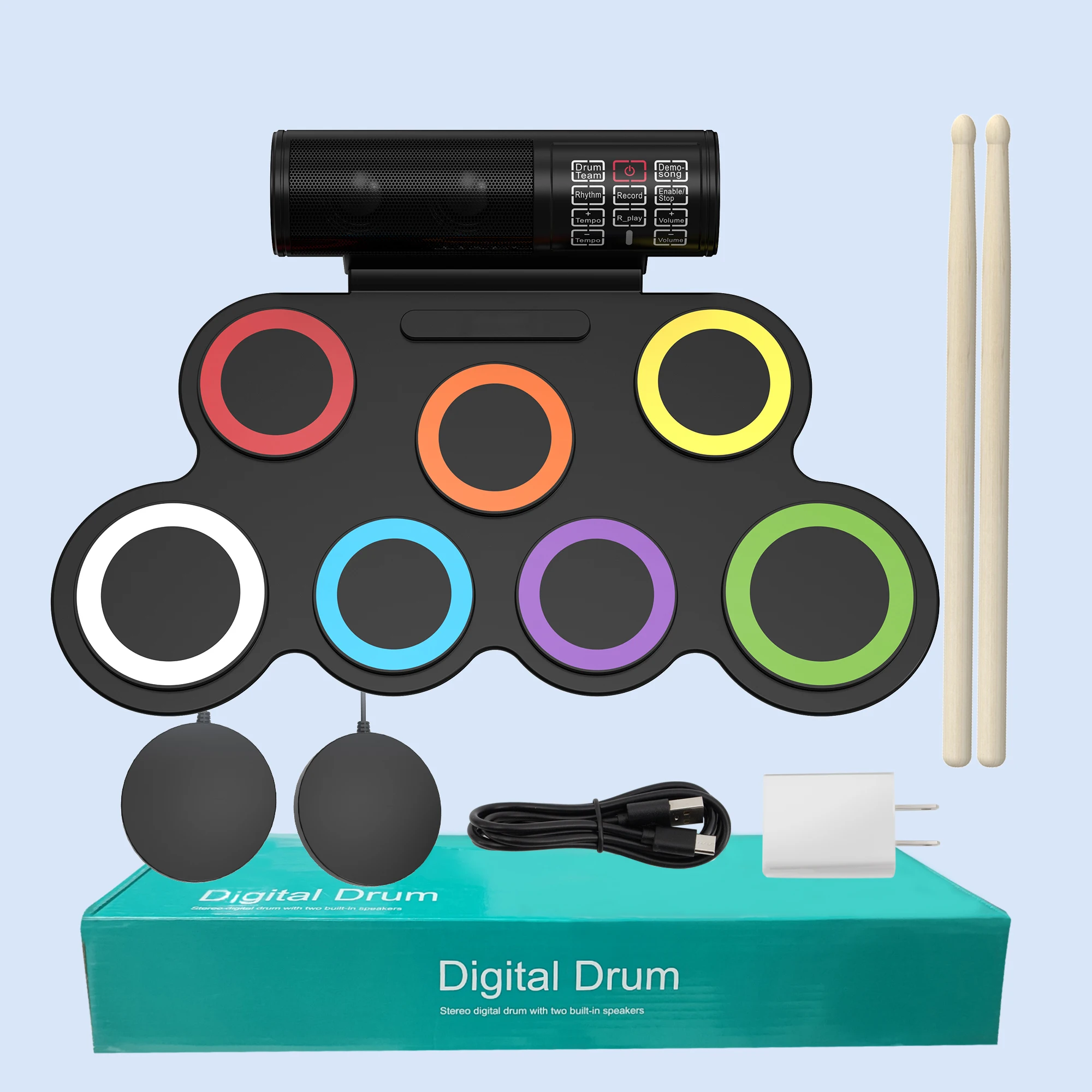 Electric Drum Set,7-Pad Kids E - đánh giá và giá Electronic Drum Set Roll Up
