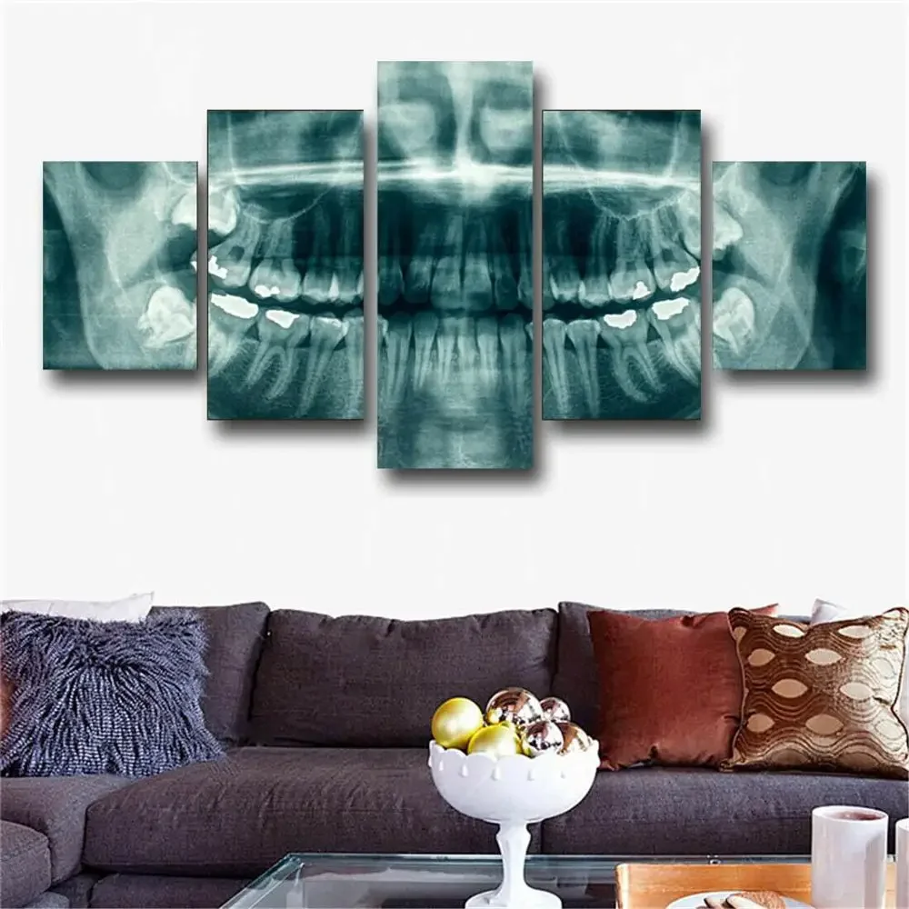 Wall Art Pictures Home Decor Modern HD Prints Canvas 5 Panel Dental Teeth X-Ray Dentist Painting Health Medicine Poster No Frame